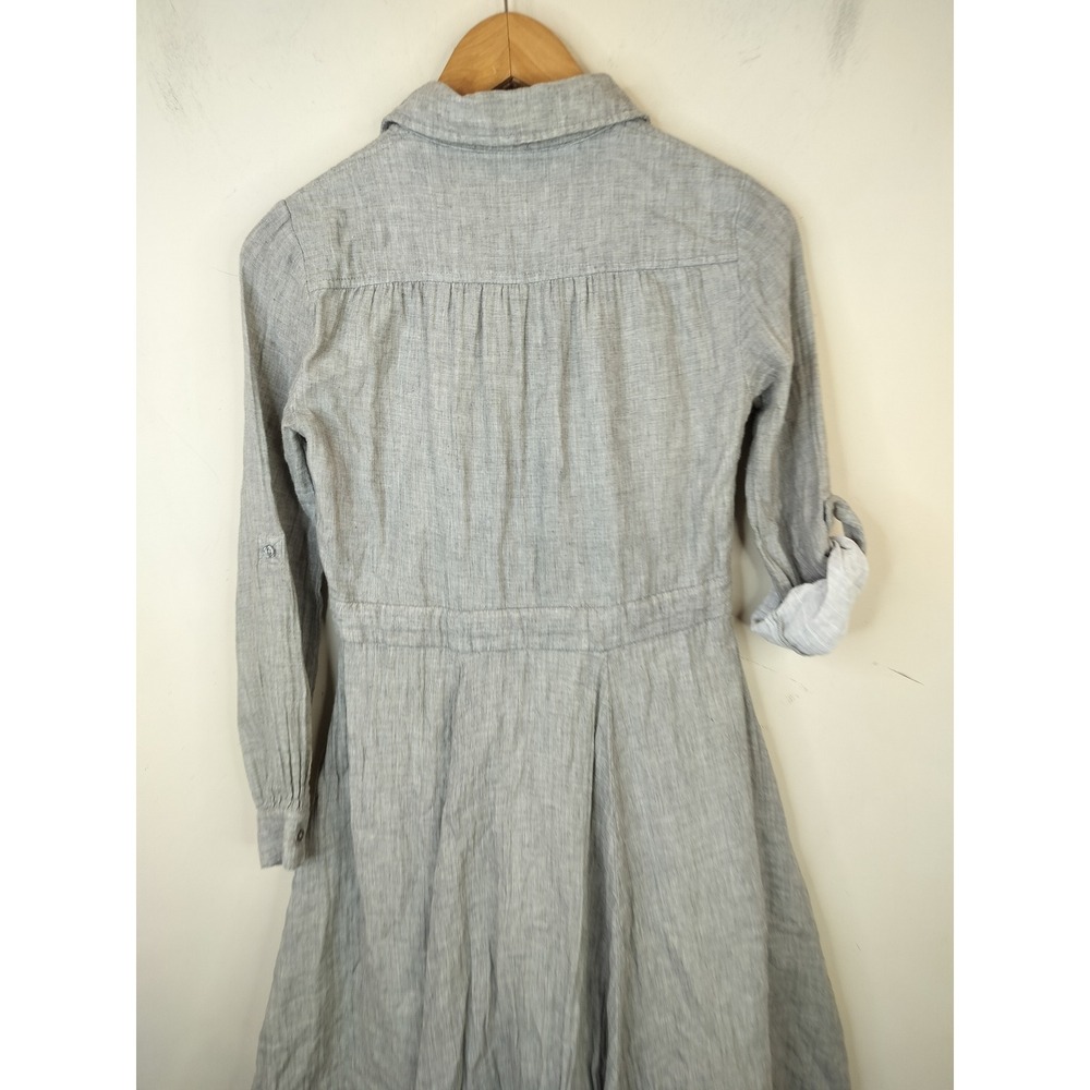 Unaya Hi Low Shirt Dress XXS Womens Grey Cotton Drawstring Lagenlook Minimal - Picture 8 of 11